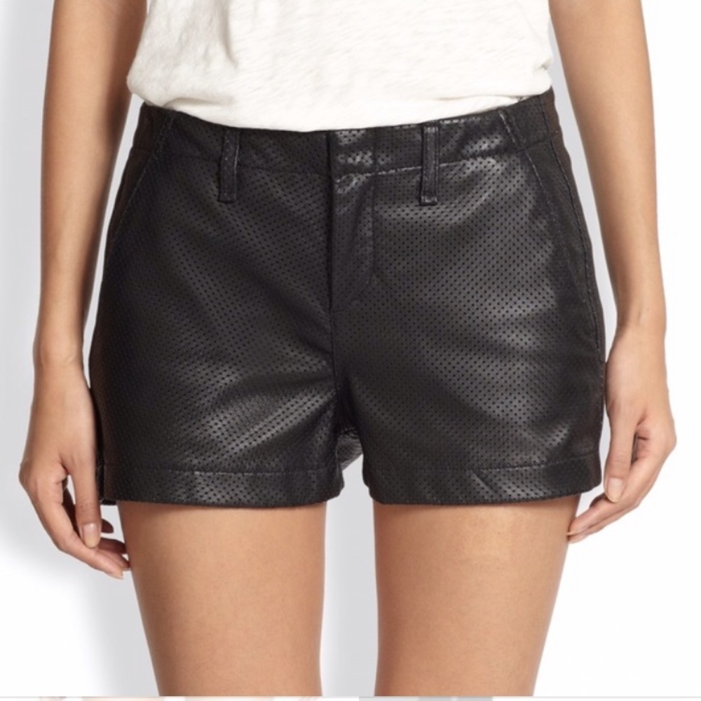 Rag & bone lamb leather perforated shorts